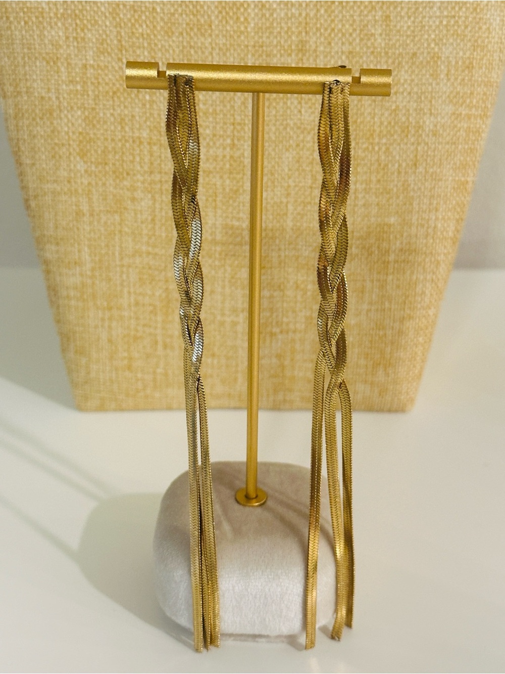 Fashion Jewelry Gold Braided Fringe Drop Earrings
